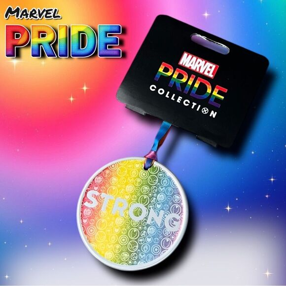 NEW Marvel Pride Collection Ornament – “STRONG” Rainbow Medallion - Picture 1 of 5